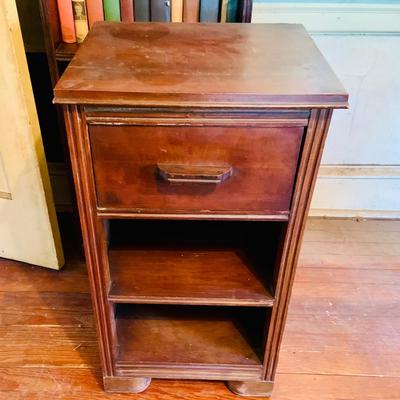 LOT 667: Bookcase with Classic Books, Mantle Weather Station, Side Table with Shelf and Anniversary Clock