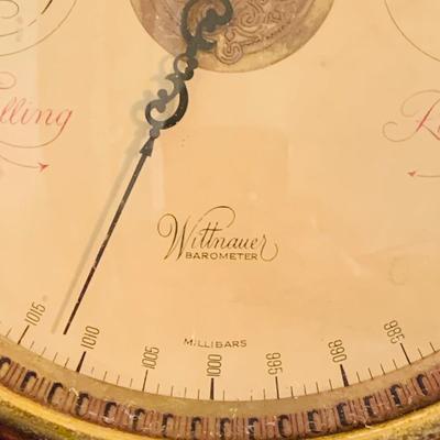 LOT 668: Wooden Side Table and a Banjo Barometer