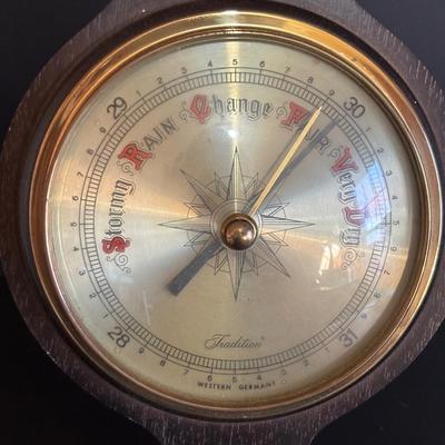 LOT 707: Kern Anniversary Clock, Brass Hourglass & Traditions Barometer