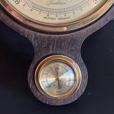 LOT 707: Kern Anniversary Clock, Brass Hourglass & Traditions Barometer