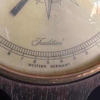 LOT 707: Kern Anniversary Clock, Brass Hourglass & Traditions Barometer