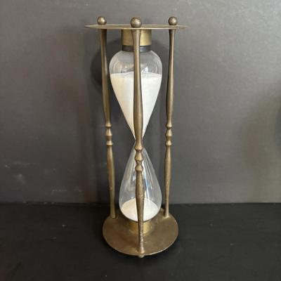 LOT 707: Kern Anniversary Clock, Brass Hourglass & Traditions Barometer