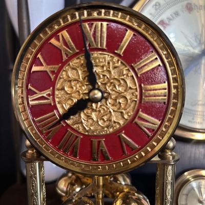 LOT 707: Kern Anniversary Clock, Brass Hourglass & Traditions Barometer