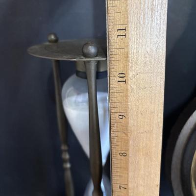 LOT 707: Kern Anniversary Clock, Brass Hourglass & Traditions Barometer