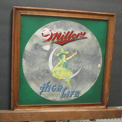 Vintage Miller High Life Beer Mirror Witch