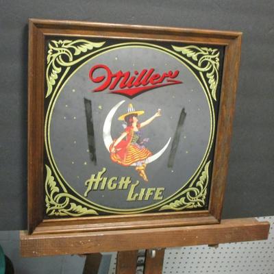 Vintage Miller High Life Beer Mirror Witch
