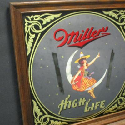 Vintage Miller High Life Beer Mirror Witch
