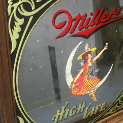 Vintage Miller High Life Beer Mirror Witch