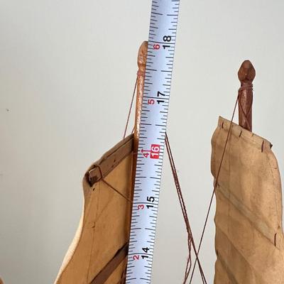 Vintage MCM Wooden Model Chinese "Junk" Ship 17"x18"