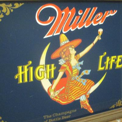 Vintage Miller High Life Beer Mirror Witch