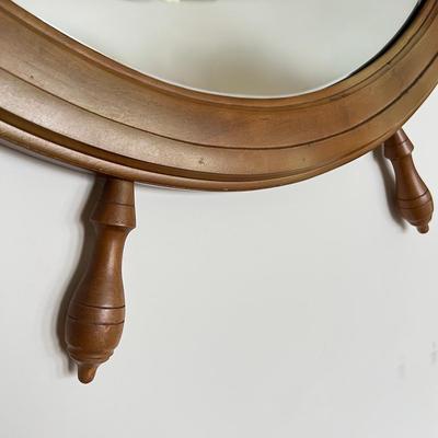 36” Vintage Nautical Ships Wheel Frame Wall Mirror