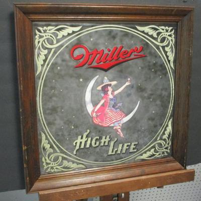 Vintage Miller High Life Beer Mirror Witch
