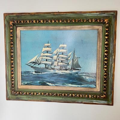 Vintage MCM Framed Kipp Soldwedel Print on Board 27"x33"