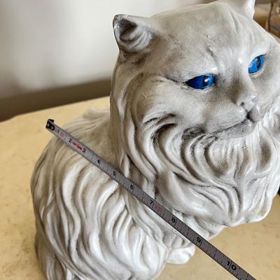 Large Vintage MCM White Ceramic Long-Haired Persian Cat Figurine
