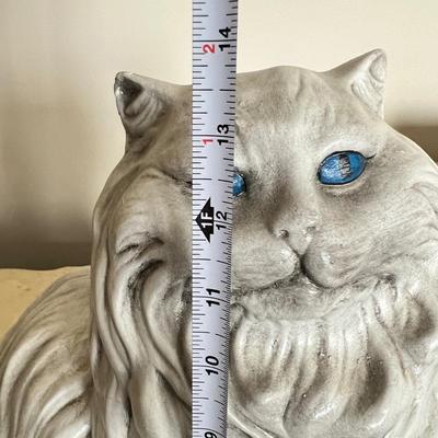 Large Vintage MCM White Ceramic Long-Haired Persian Cat Figurine