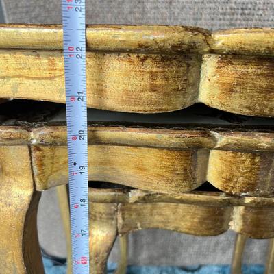 Vintage Neoclassical Gilded Gold 3 Nesting Side Tables