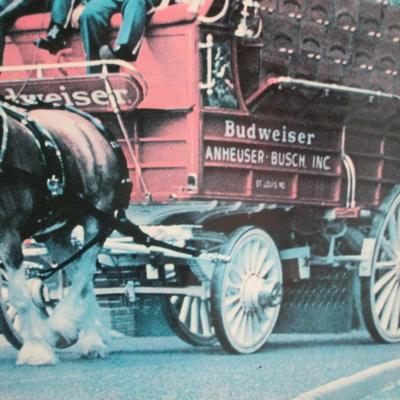 Vintage Budweiser Clydesdales 50th Anniversary Framed Photograph