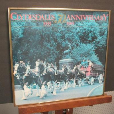 Vintage Budweiser Clydesdales 50th Anniversary Framed Photograph
