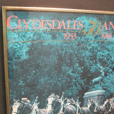Vintage Budweiser Clydesdales 50th Anniversary Framed Photograph