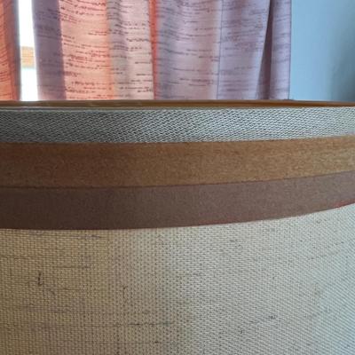 Vintage MCM Wood Brass 3-Way Floor Lamp