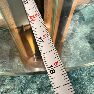Vintage MCM Wood Brass 3-Way Floor Lamp
