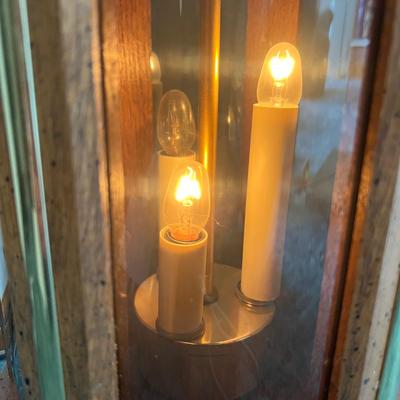 Vintage MCM Wood Brass 3-Way Floor Lamp