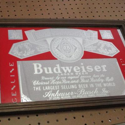 Vintage Budweiser Framed Mirror