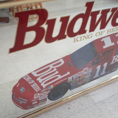 Large Vintage Budweiser Framed Mirror #11 Geoff Bodine NASCAR Racing