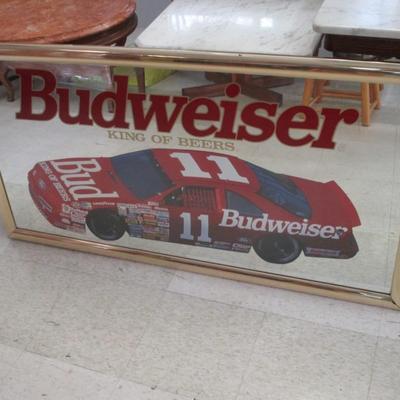 Large Vintage Budweiser Framed Mirror #11 Geoff Bodine NASCAR Racing