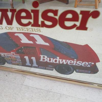 Large Vintage Budweiser Framed Mirror #11 Geoff Bodine NASCAR Racing