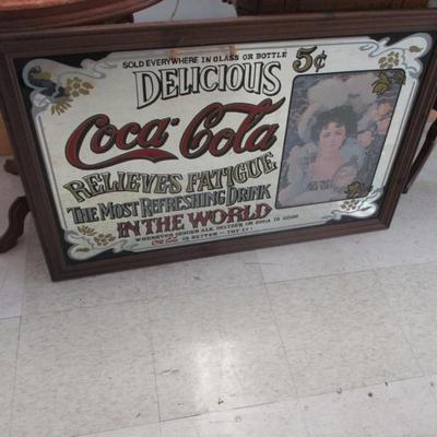 Large "Coca-Cola Relieves Fatigue" Framed Mirror