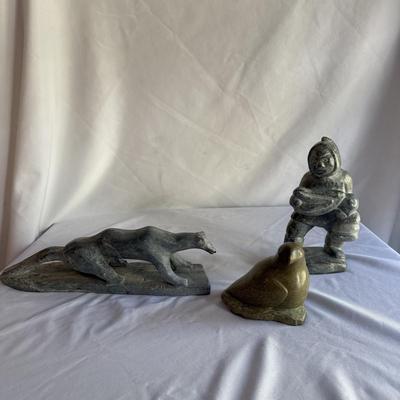 Three Carved Stone Sculptures (K-BM)