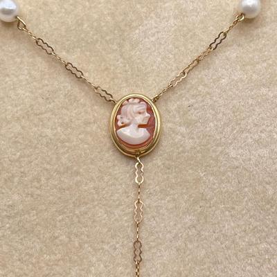 Gold Cameo Necklace with Bracelet - Both 14K (ST-SS)