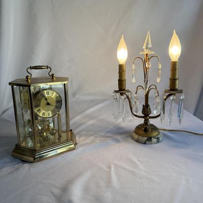 Marble Base Table Lamp with Kundo Quartz Clock (K-BM)