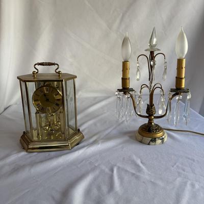 Marble Base Table Lamp with Kundo Quartz Clock (K-BM)