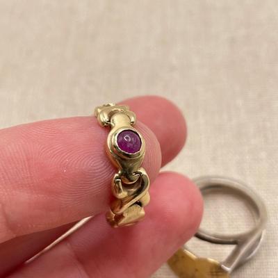 Three Unique Gold Rings 14K (ST-SS)