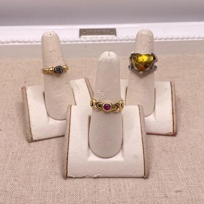 Three Unique Gold Rings 14K (ST-SS)