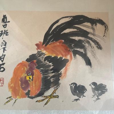 Vintage Chinese hand-painted rooster