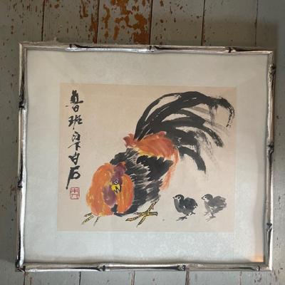 Vintage Chinese hand-painted rooster