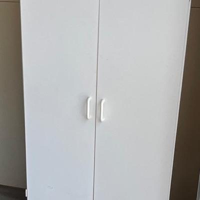 White storage unit w/doors