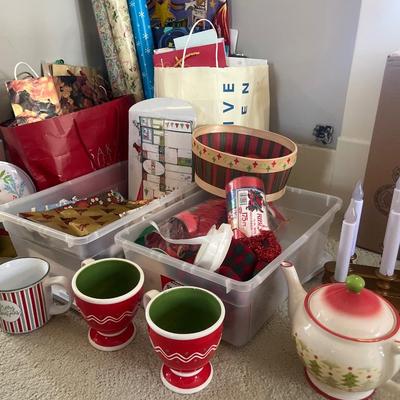 Christmas wrap, ribbons, gift bags & decor