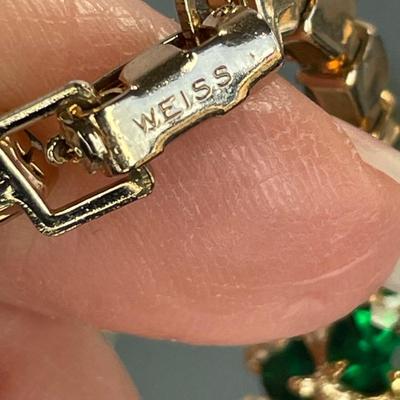 Vintage Weiss Green Rhinestone Set