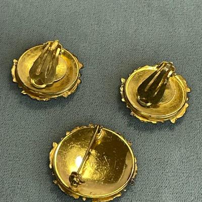Vintage Rose Pin and Earrings