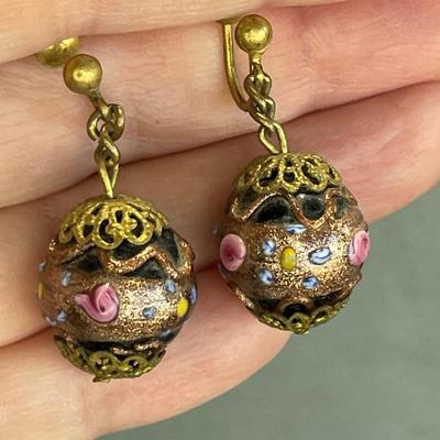 Vintage Wedding Cake Bead Earrings