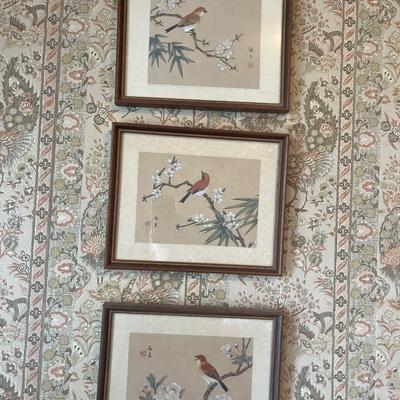 Three Oriental bird pictures