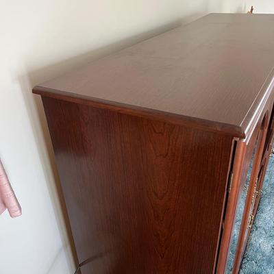 Wood Entertainment Cabinet w Sliding Tambour Doors