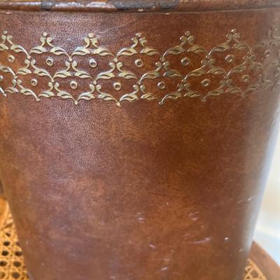 Vintage chair, footstool, and wastebasket basket
