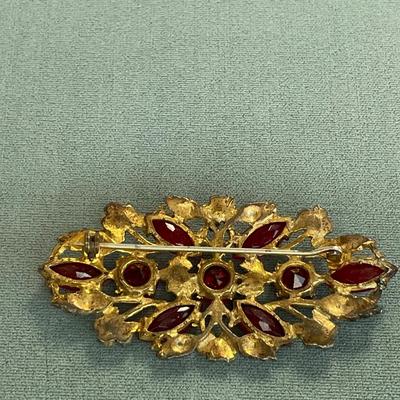 Vintage Red Rhinestone Pin