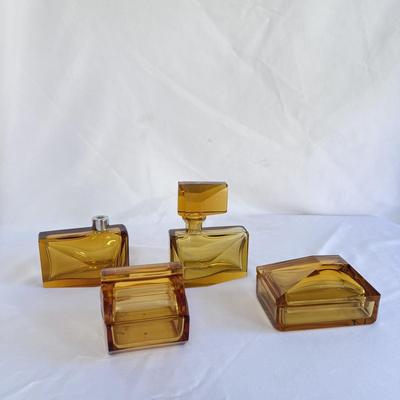 Four Moser Amber Art Glass Pieces (LR-DZ)