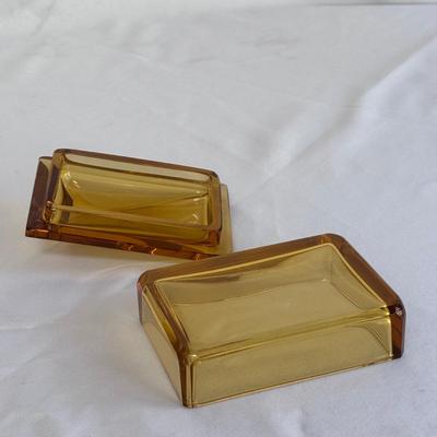 Four Moser Amber Art Glass Pieces (LR-DZ)